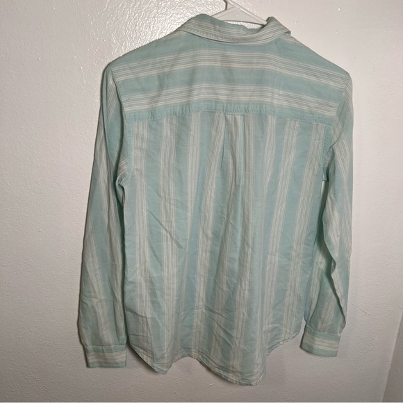 Loft Button Down Shirt Mint Green White Stripes - Picture 10 of 14